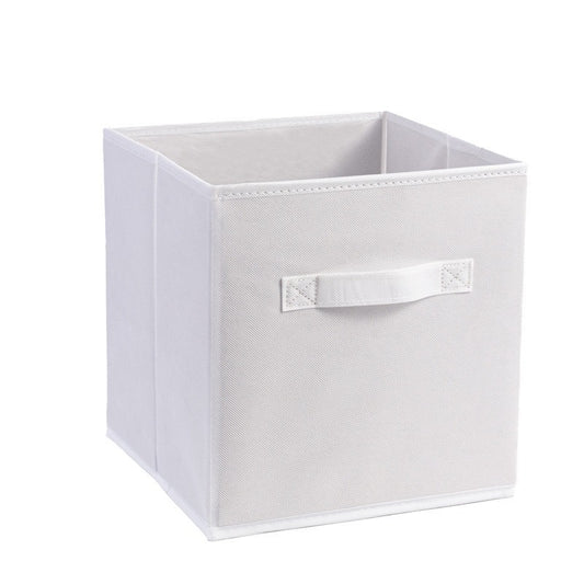 White Folding Fabric Storage Cube, 27 x 27 x 28 cm